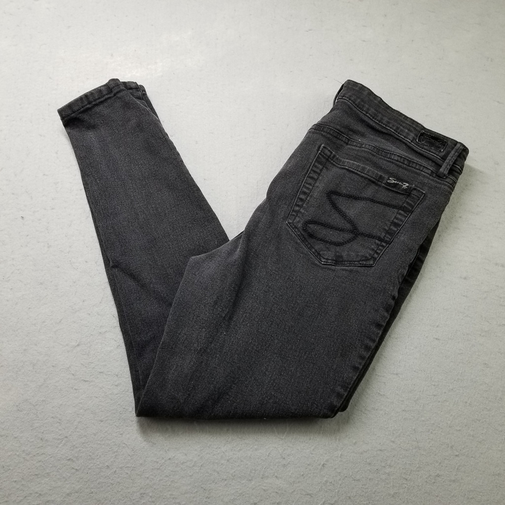 Seve7 Jeans Womens SIze 10 Black Metro Ultra High Rise Skinny Cotton Blend